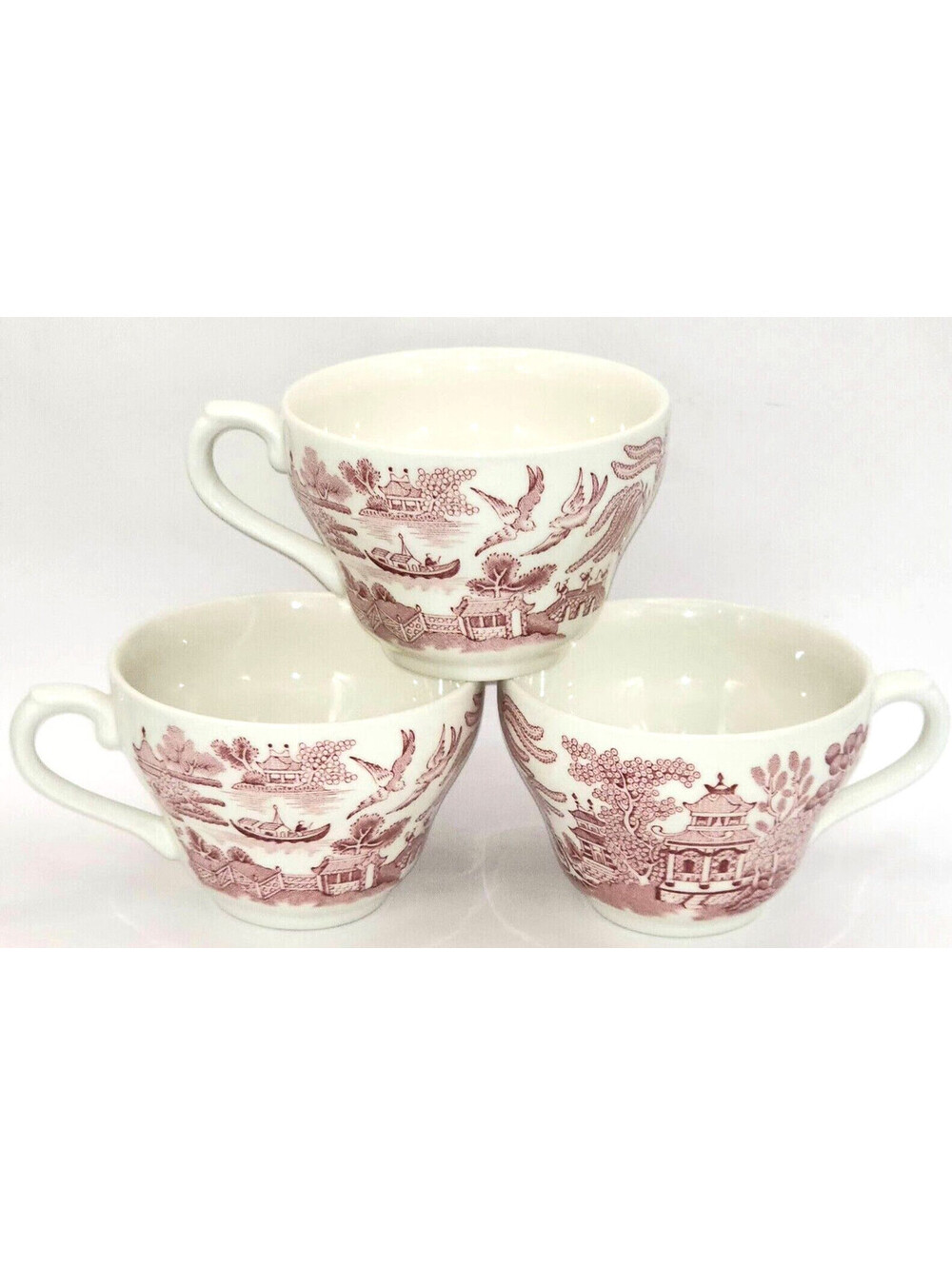 Churchill China Cranberry Willow Georgian Tea Cup SET OF 3